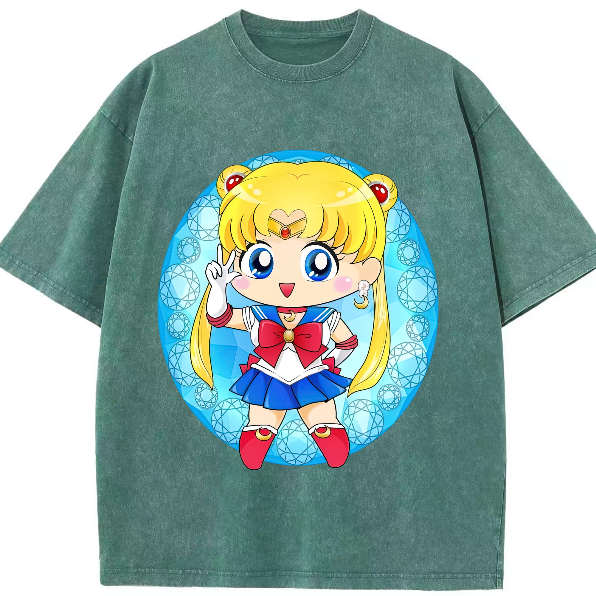（画像用） 美少女戦士セーラームーン 月野 うさぎ つきの うさぎ Sailor Moon Tsukino Usagi 綿100% ヴィンテージ風 半袖Tシャツ（フロントプリント）